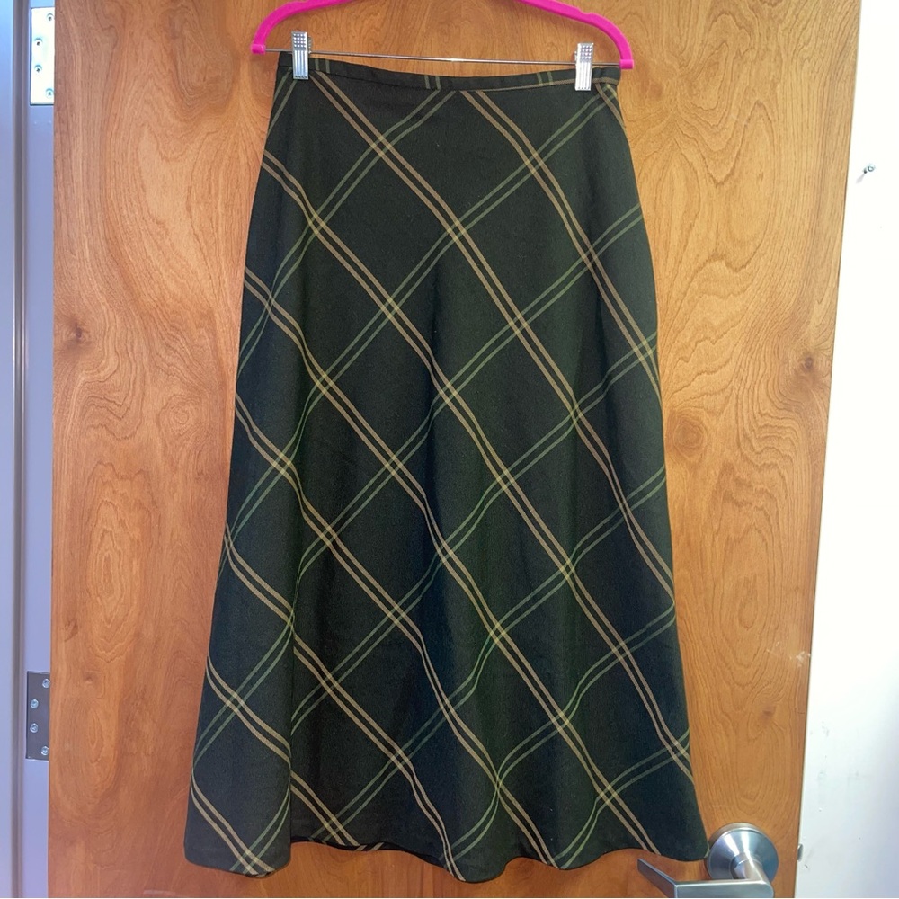 Jaclyn Smith Plaid Skirt Green Neutral Color Size 12/14 Lined Fall Winter Career - Picture 1 of 8